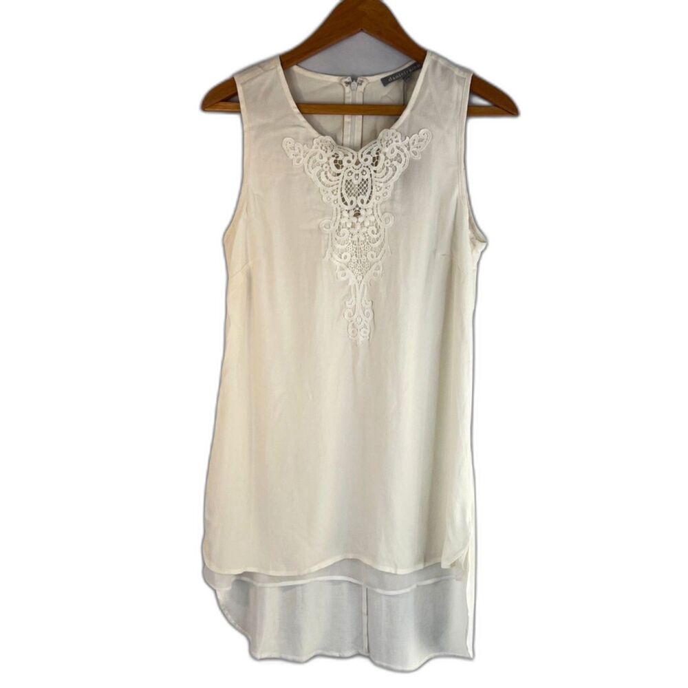 Daniel Rainn NWT Ivory Sleeveless Embroidered Bodice Tunic Blouse Size Small